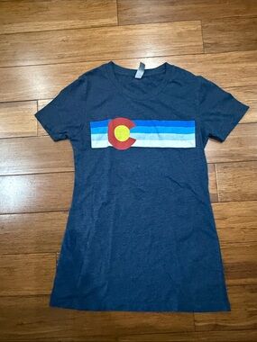 Next Level Apparel Navy Tee with Colorado Flag Graphic